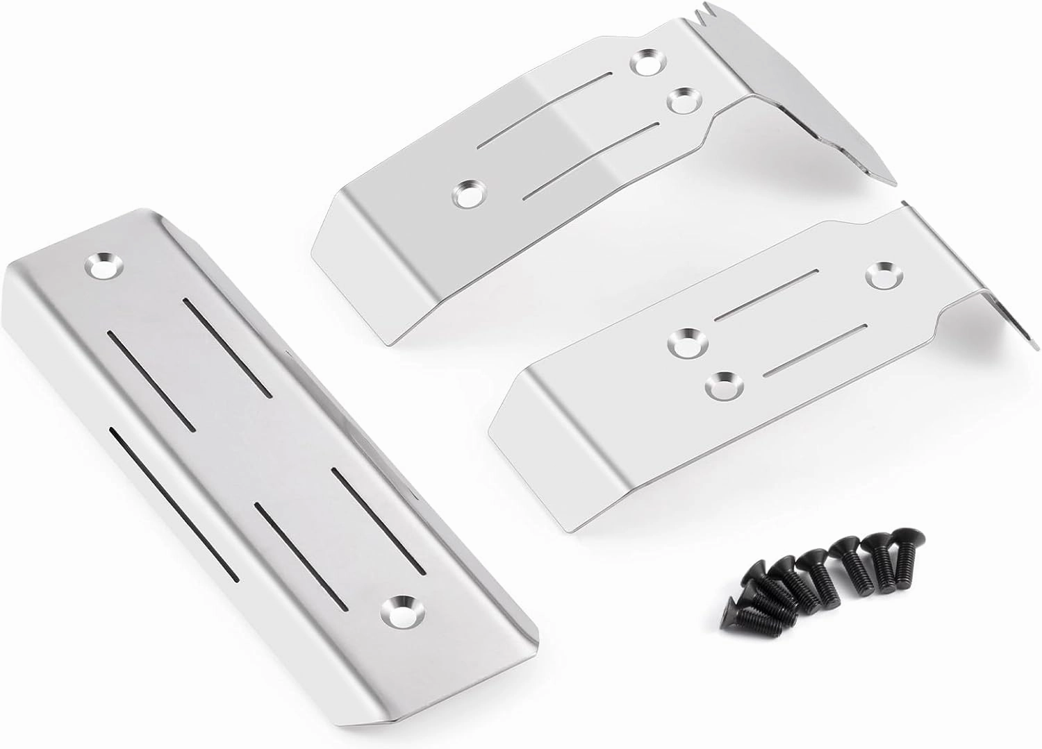 Stainless Steel Chassis Armor Set Front Center Rear Skid Plate Guard for Tra-xxas Mini Maxx 1/16 RC Car Upgrade Parts