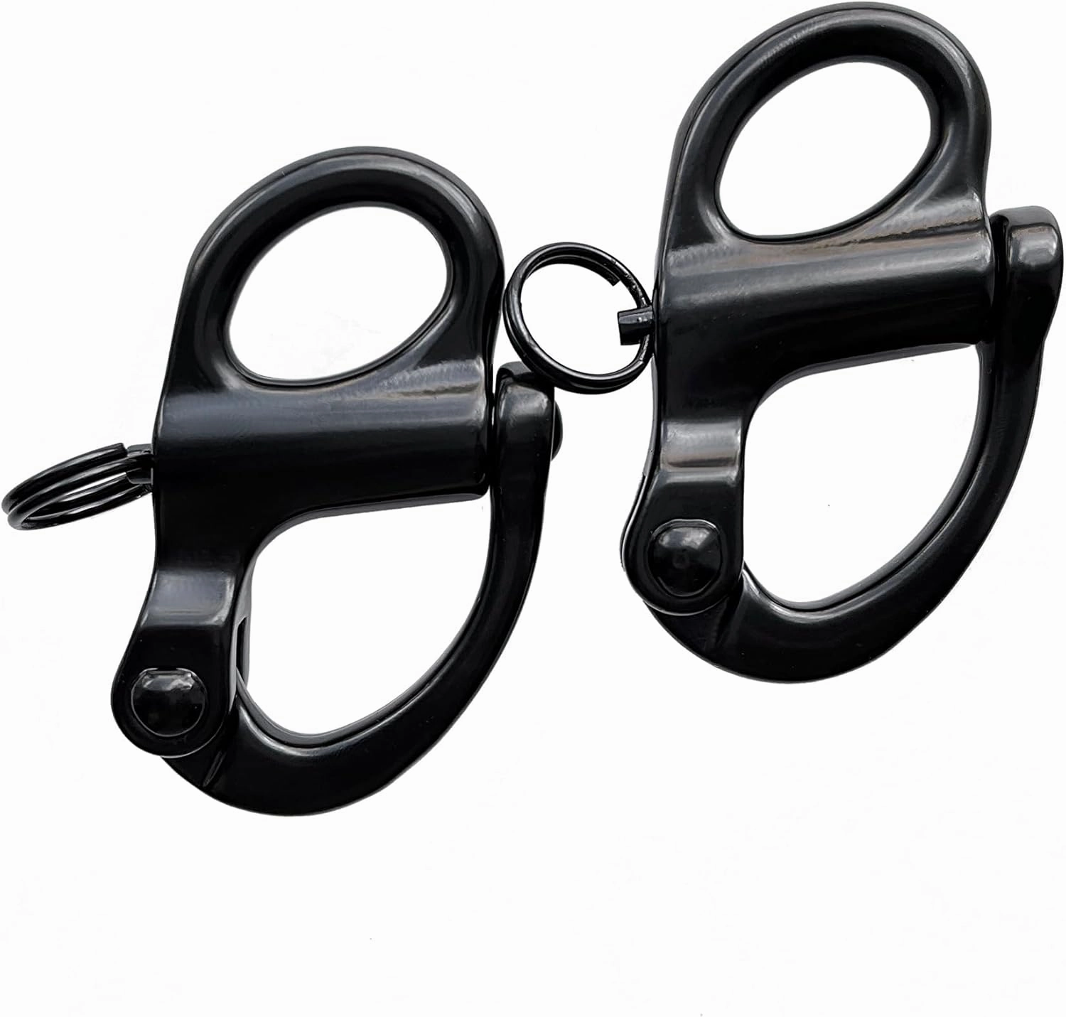 Stainless-Steel Quick Release Shackle - 2.75"(70mm) Fixed Bail Quick Release Snap Shackle Lanyard for Boats, Helicopters, Climbing, Swings, Chains, SCBA Mask, Black, 2Pack.