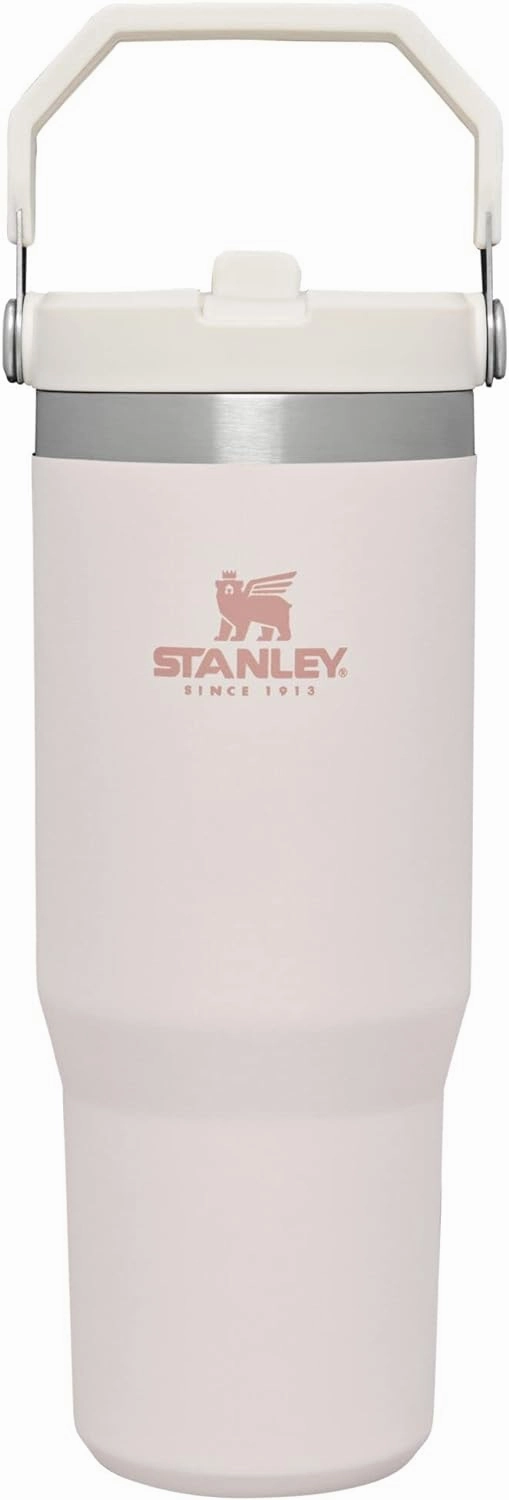 Stanley IceFlow Stainless Steel Tumbler with Straw - Vacuum Insulated Water Bottle for Home, Office or Car Reusable Cup with Straw Leak Resistant Flip Cold for 12 Hrs or Iced for 2 Days (Rose Quartz)