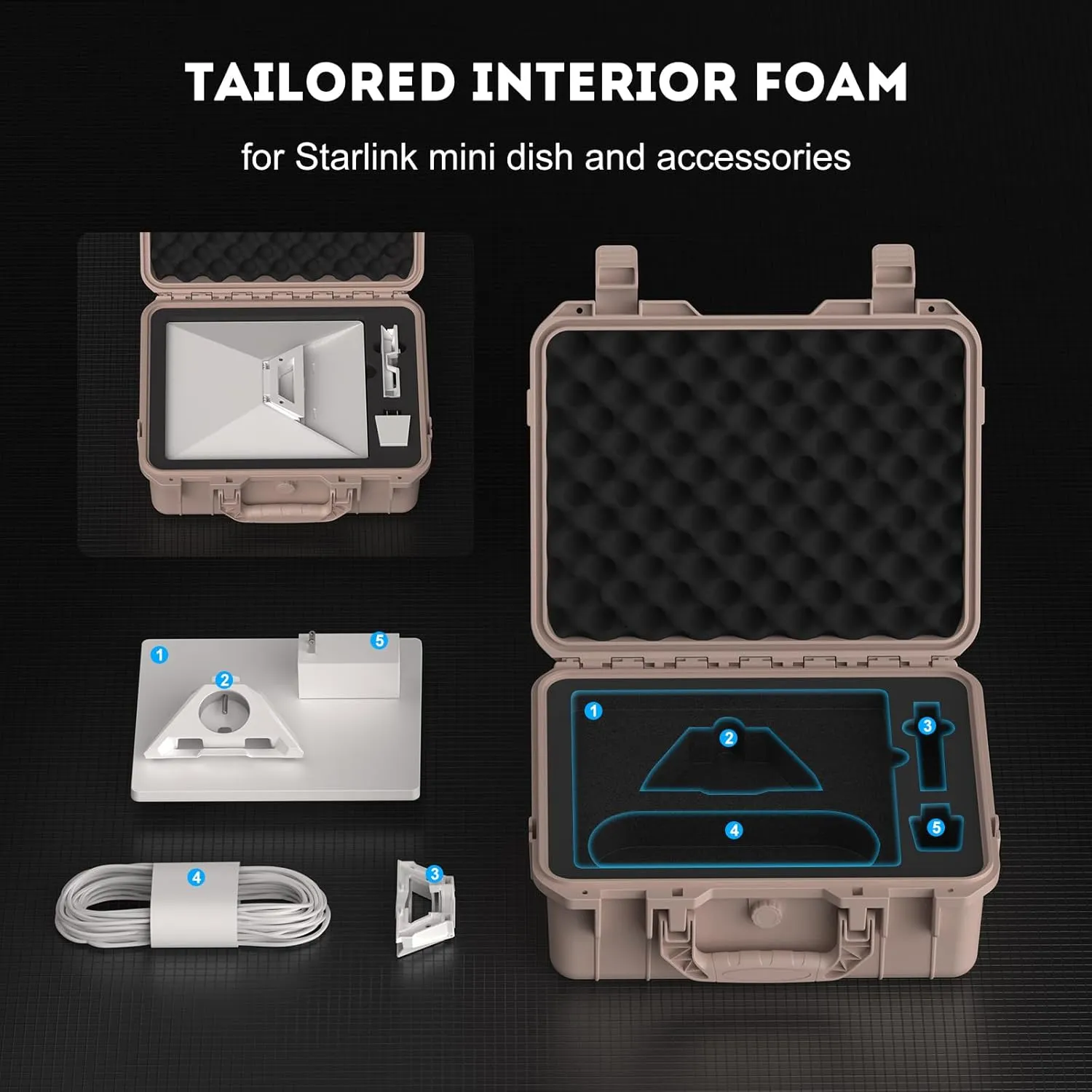 Starlink Mini Case, Carrying Travel Hard Case, Waterproof Protective Organizer Bag for Starlink Mini Accessories
