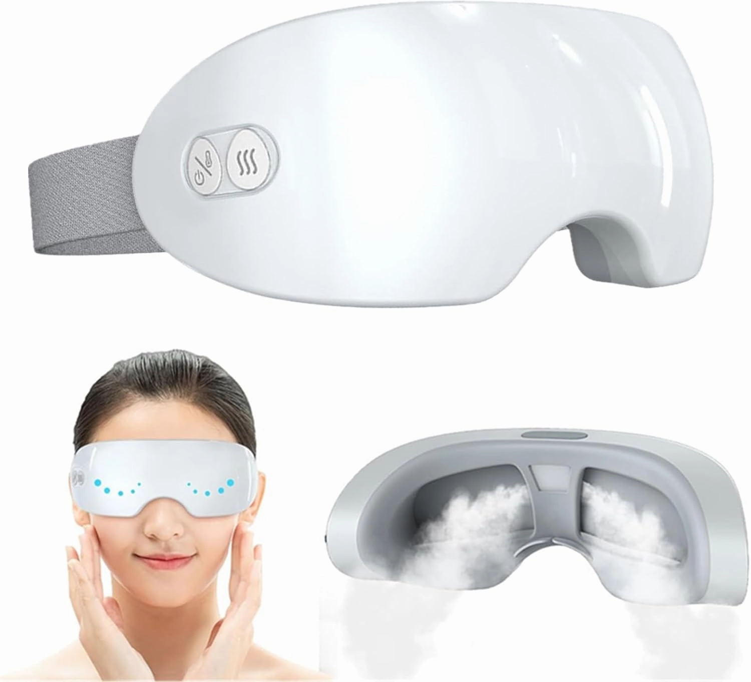 Steam Therapy for Dry Eyes, Portable Rechargeable Eye Steamer with Cold/Heat Compress, Adjustable Steam Therapy Wand for Relief Dry Eyes, Dark Circles, Puffiness and Screen Users (White)