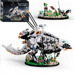 Steel Beasts Building Blocks Set, Mechanical Dinosaurs Building Set for Adult with a Jungle-Themed Base, Collectible Gift for Adult, Technology Theme Art Gift for Home Décor and Office