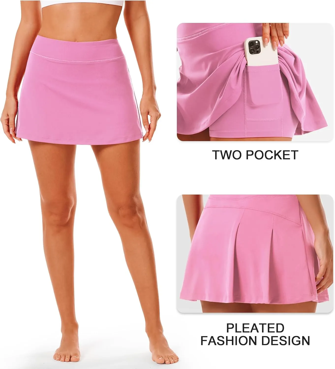 Stelle Women Tennis Skirt Golf Skorts Athletic High Waisted with Pockets Inner Shorts Sport Workout Pleated Pickleball