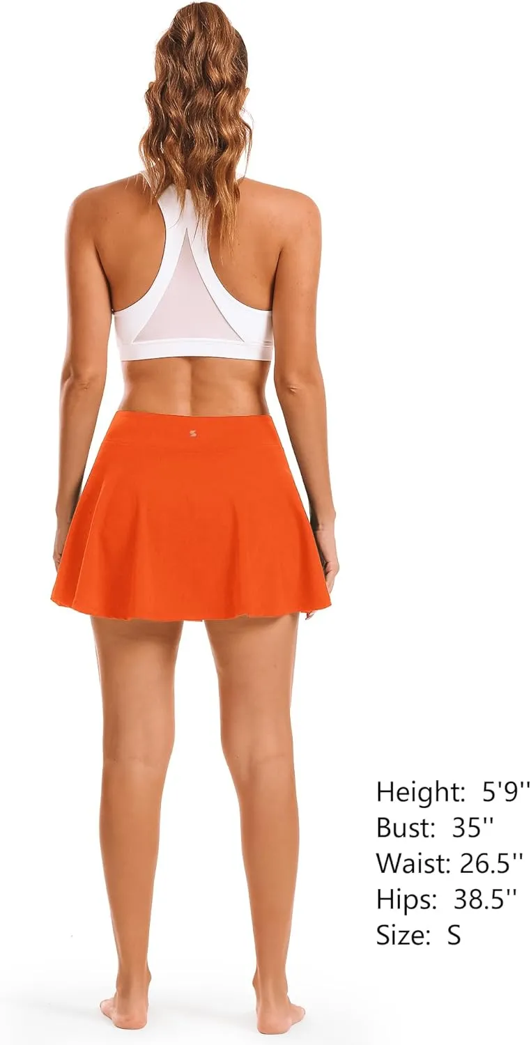 Stelle Women's Tennis Golf Skirts High Waisted with Pockets Inner Shorts for Athletic Skorts Sports Running Pickleball