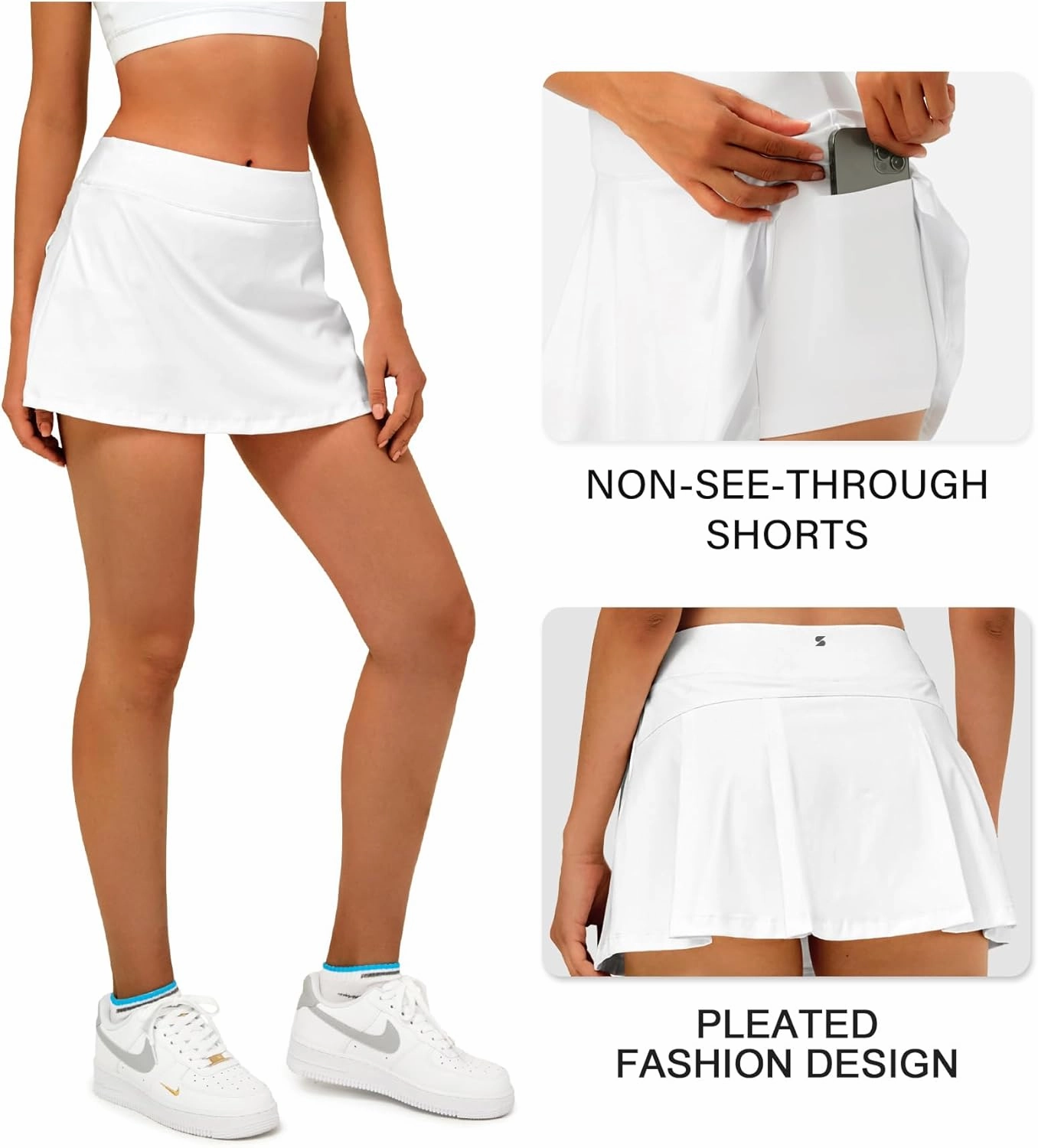 Stelle Women Tennis Skirt Golf Skorts Athletic High Waisted with Pockets Inner Shorts Sport Workout Pleated Pickleball