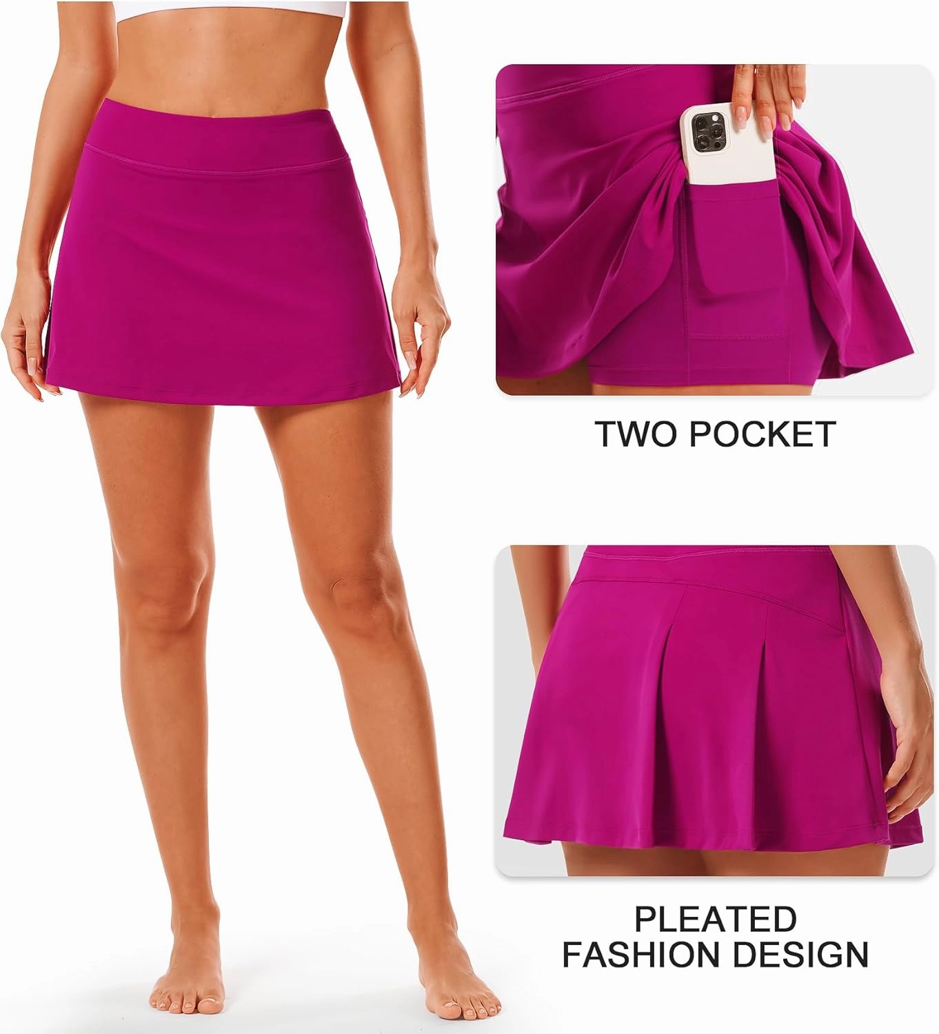 Stelle Women Tennis Skirt Golf Skorts Athletic High Waisted with Pockets Inner Shorts Sport Workout Pleated Pickleball