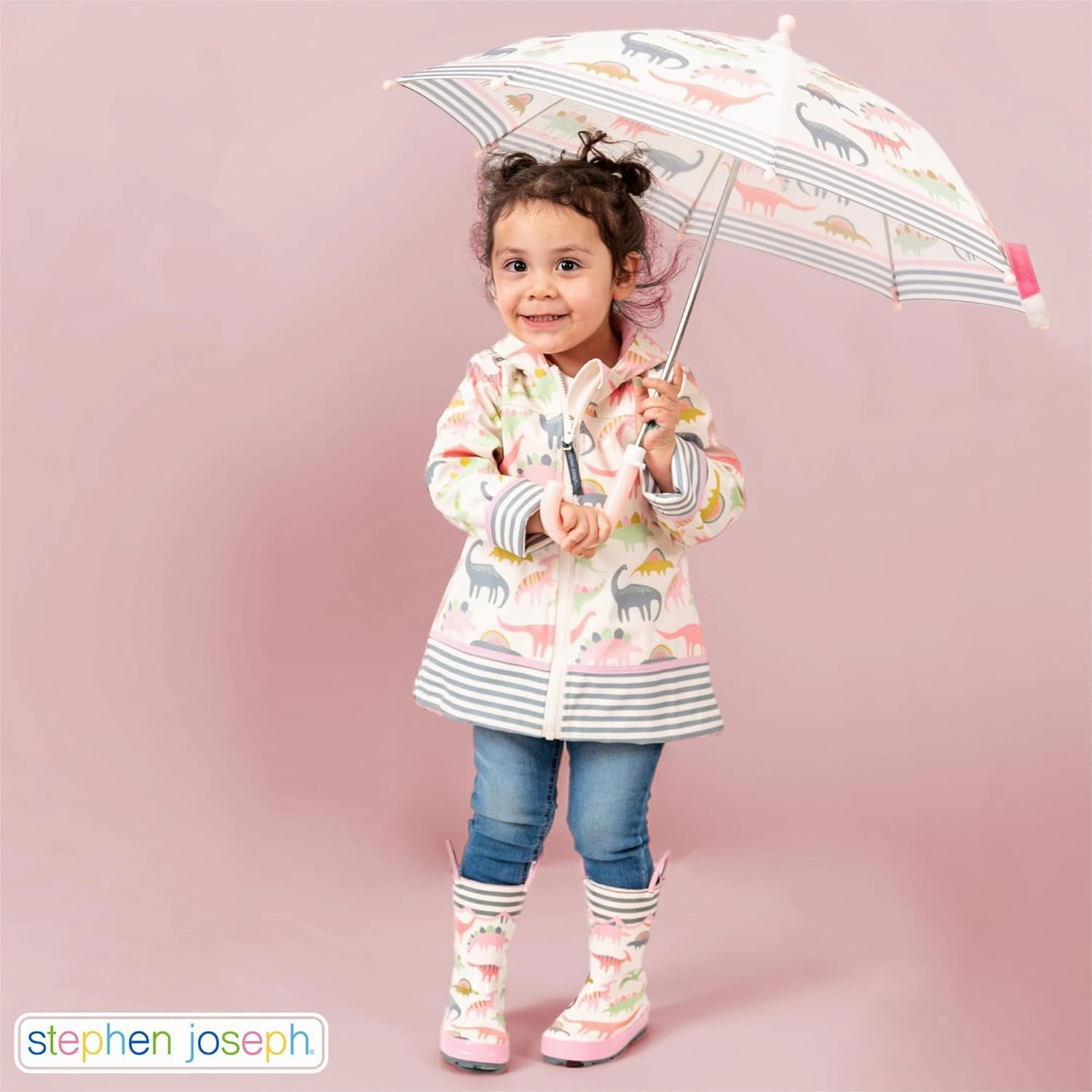 Stephen Joseph Kids Raincoat, Pink Dino, 4T (SJ8601)