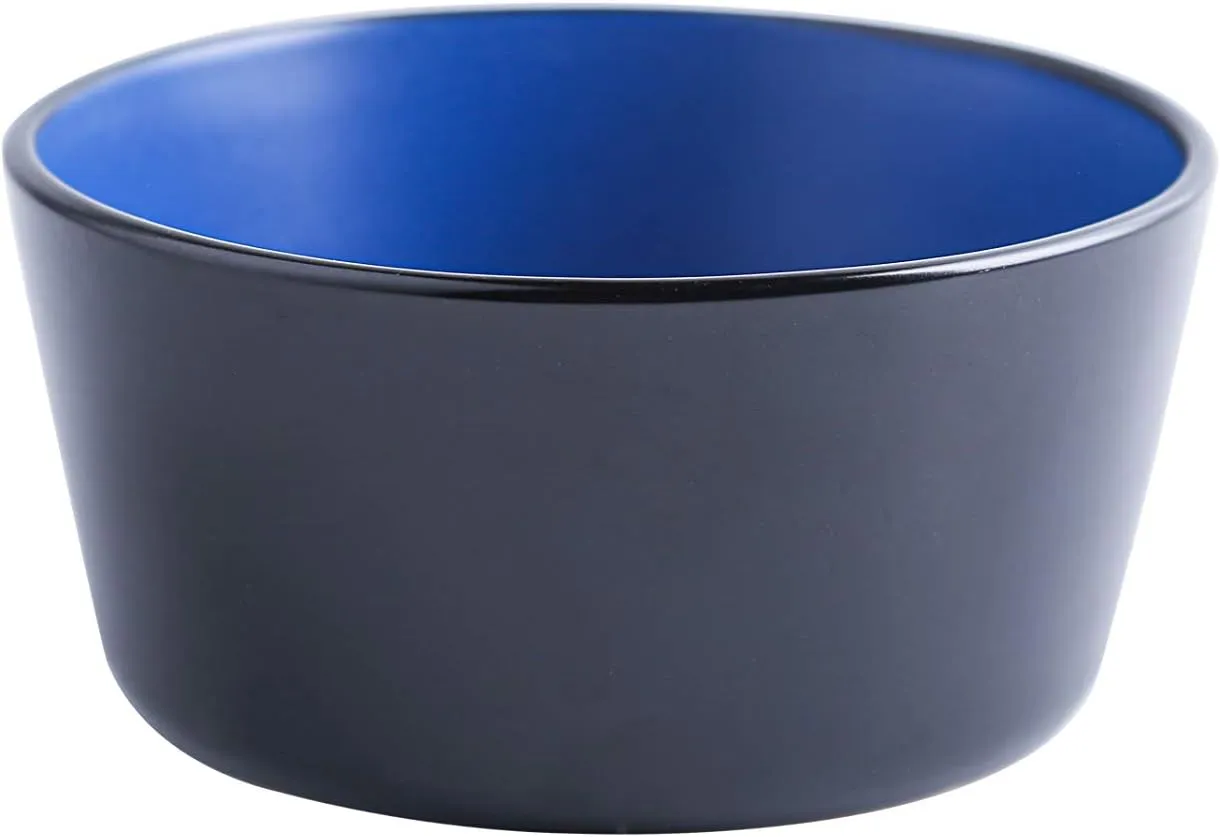 Stone Lain Albie Stoneware 16-Piece Modern Dinnerware Set, Kitchen Plates and Bowls Sets, Dish Set for 4, Blue and Black