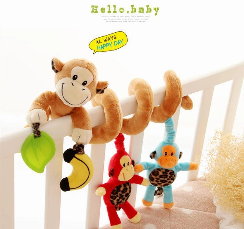 Stuffed Stroller Toys Animal Baby Crib Pram Bed Hanging Educational Infant Baby Rattle For Kids