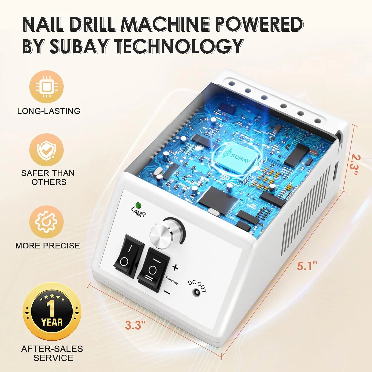 Subay 30,000rpm Efile Nail Drill, Electric Nail File with 106pcs Sanding Bands and Nail Drill Bits Pedicure Manicure Tools for Acrylic Nails,Thick Nails for Nail Salon Supplies Home Use, White