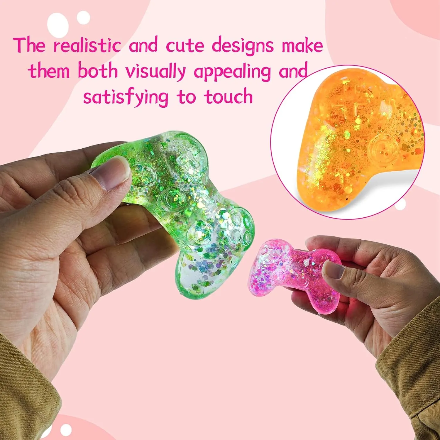 Sugar Ball Stress Relief Squeeze Toys - Fun Sensory Fidget Toys Perfect Party Favors, Gifts, and Relaxation Toys for Kids and Adults (4 Set Game Controller)