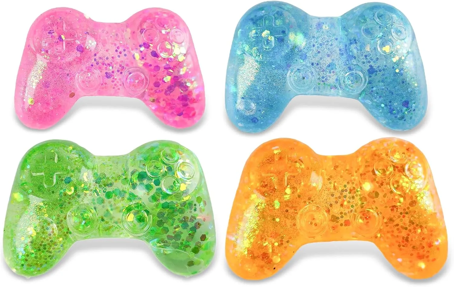 Sugar Ball Stress Relief Squeeze Toys - Fun Sensory Fidget Toys Perfect Party Favors, Gifts, and Relaxation Toys for Kids and Adults (4 Set Game Controller)
