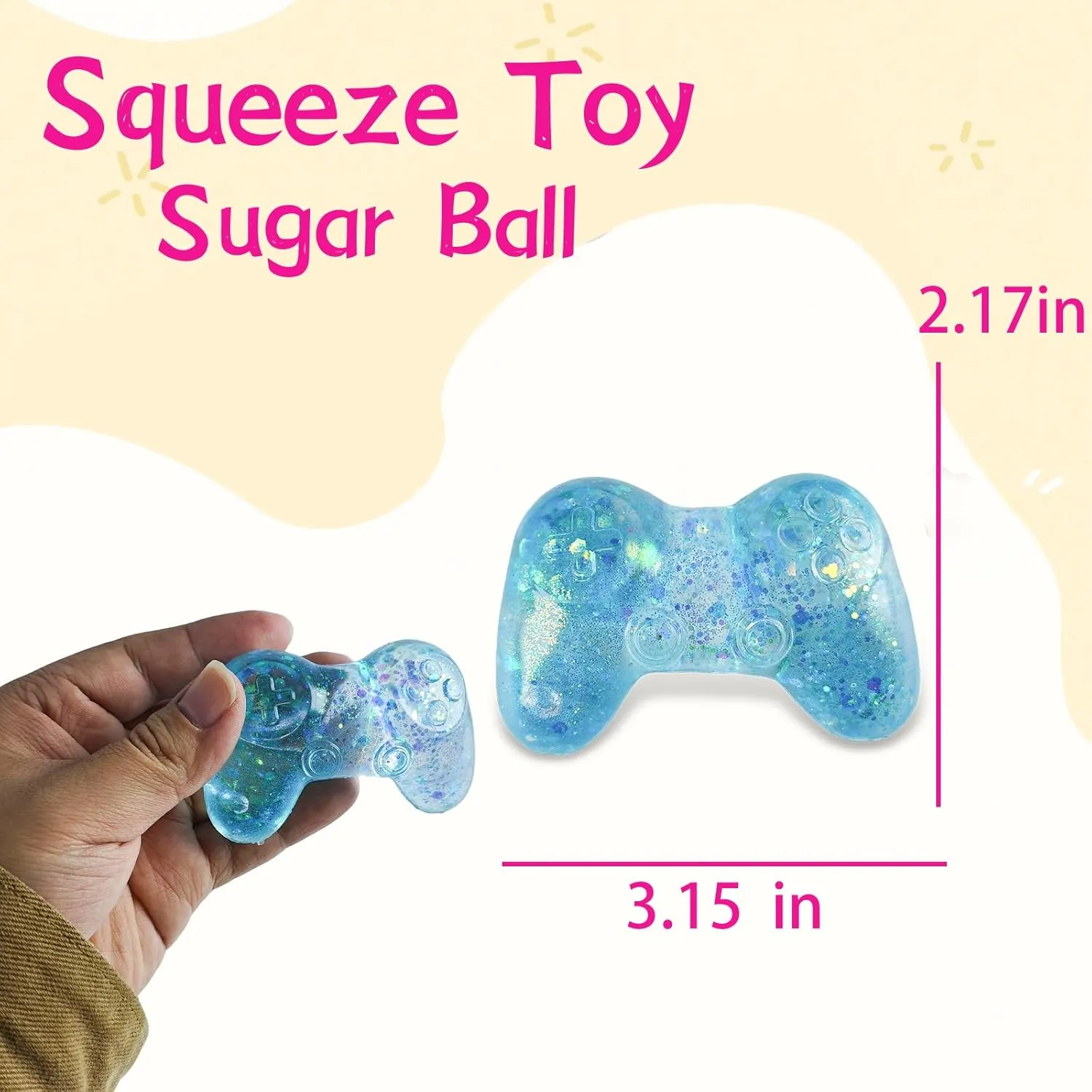 Sugar Ball Stress Relief Squeeze Toys - Fun Sensory Fidget Toys Perfect Party Favors, Gifts, and Relaxation Toys for Kids and Adults (4 Set Game Controller)