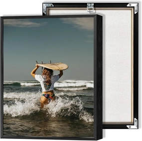 Summer Bali Beach Girl Wall Art Coastal Girly Surfboard Canvas Posters Sexy Woman Surfing Photography Pictures Prints Painting For Bathroom Living Room Wall Decor 24x36in Framed