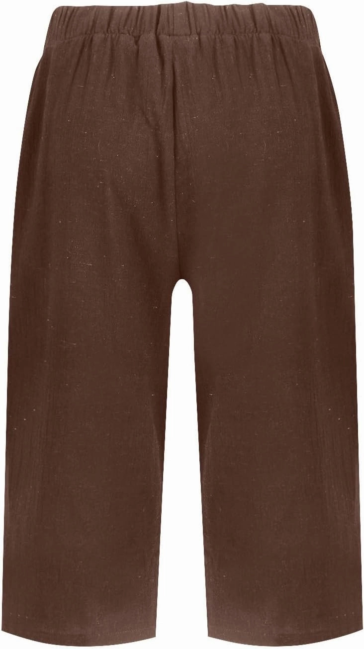 Summer Bermuda Shorts for Women Knee Length 2024 Trendy Linen Shorts Lightweight Casual Beach Short Pants w/Pockets