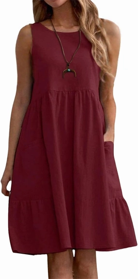 Summer Dresses for Women Casual Crew Neck Mini Dress Fashion Sleeveless Tank Dresses Lightweight Short A Line Dress