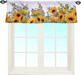 Sunflowers Floral Design Valance Curtains for Kitchen/Bathroom/Living Room/Bedroom Window Décor Privacy Decorative Rod Pocket 52 X 16 Inches