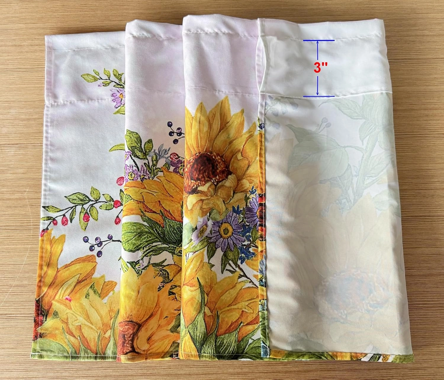 Sunflowers Floral Design Valance Curtains for Kitchen/Bathroom/Living Room/Bedroom Window Décor Privacy Decorative Rod Pocket 52 X 16 Inches