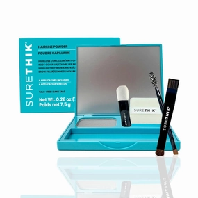 SURETHIK 4-in-1 Premium Hairline Powder Kit - Conceal Thinning Hair, Root Touch-Up, Highlight Refresher & Eyebrow Enhancer for Men and Women (Grey)