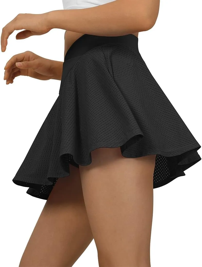 SUUKSESS Womens Pleated Tennis Skirt Crossover High Waisted Mesh Golf Skorts