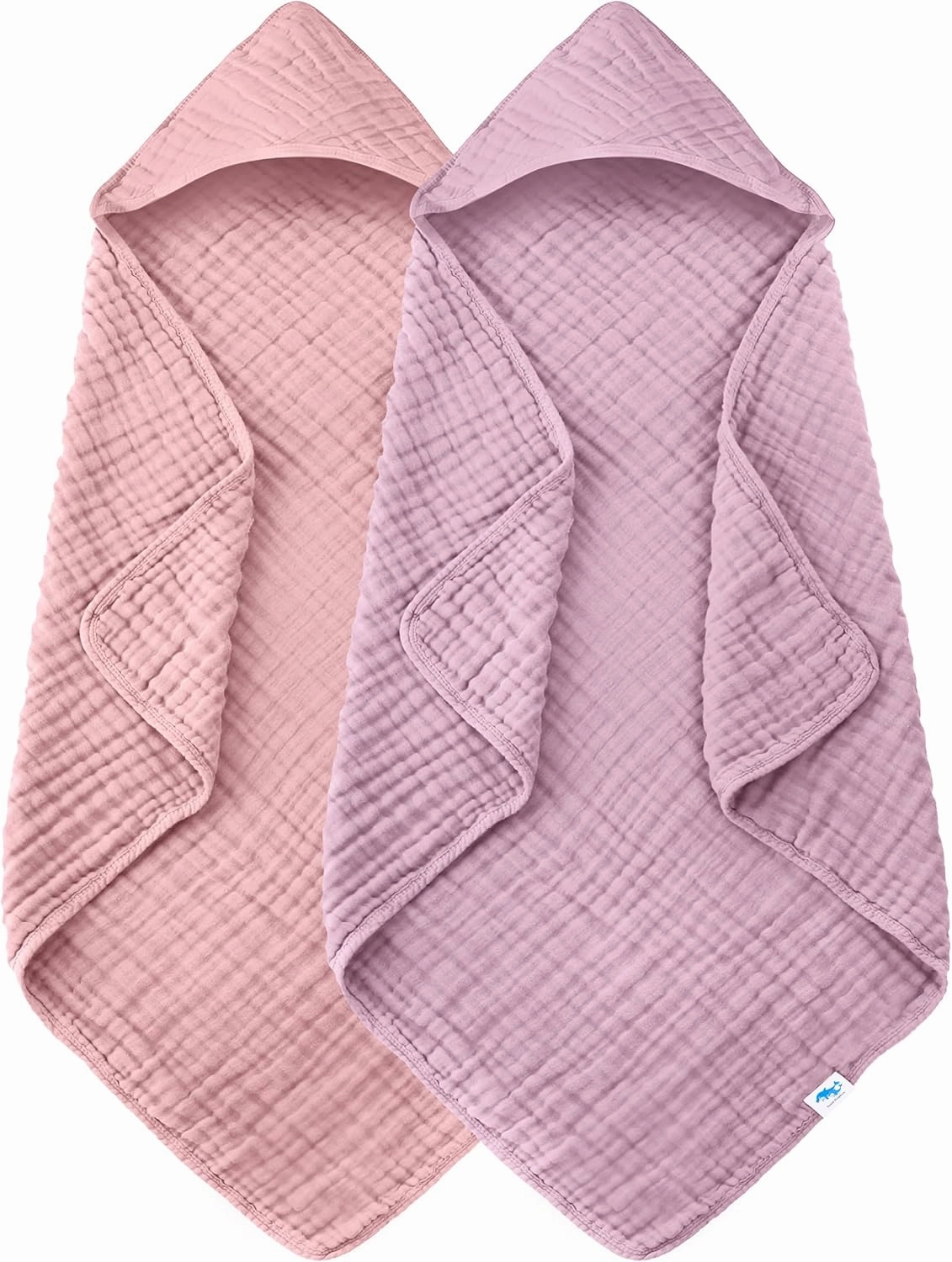 SWEET DOLPHIN Muslin Hooded Baby Bath Towels - 2 Pack 100% Cotton Towel for Babies, Infants, Toddlers - 32x32Inch - Highly Absorbent and Newborn Essential, Light Sakura
