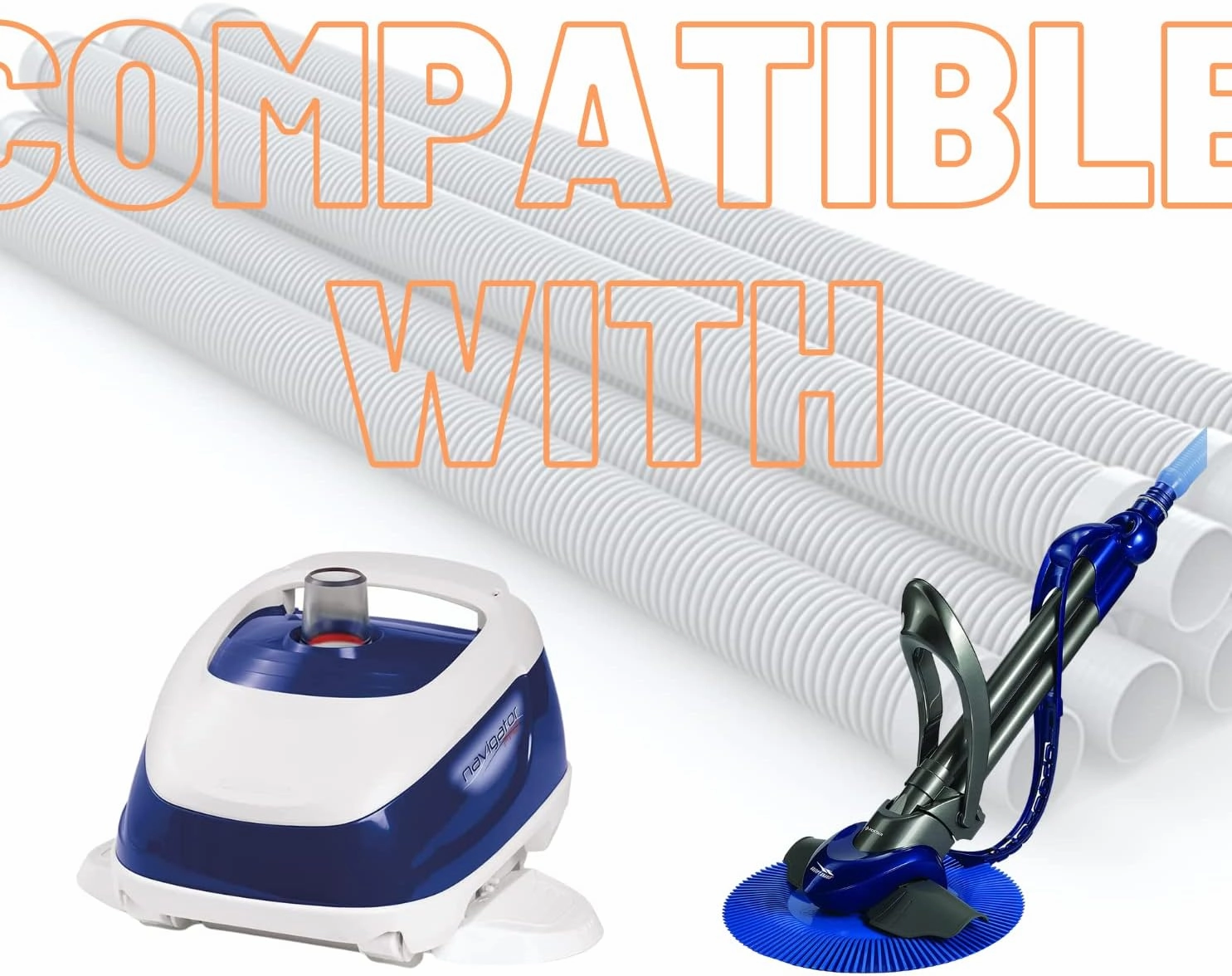 Swimables Universal Swimming Pool Cleaner Hose 48" Designed for the Hayward Navigator, Pool Vac XL, Aquabug, Wanda the Whale, Kreepy Krauly, Aquanaut Pool Vacuum Hose | 11 Sections and 1 Leader Hose
