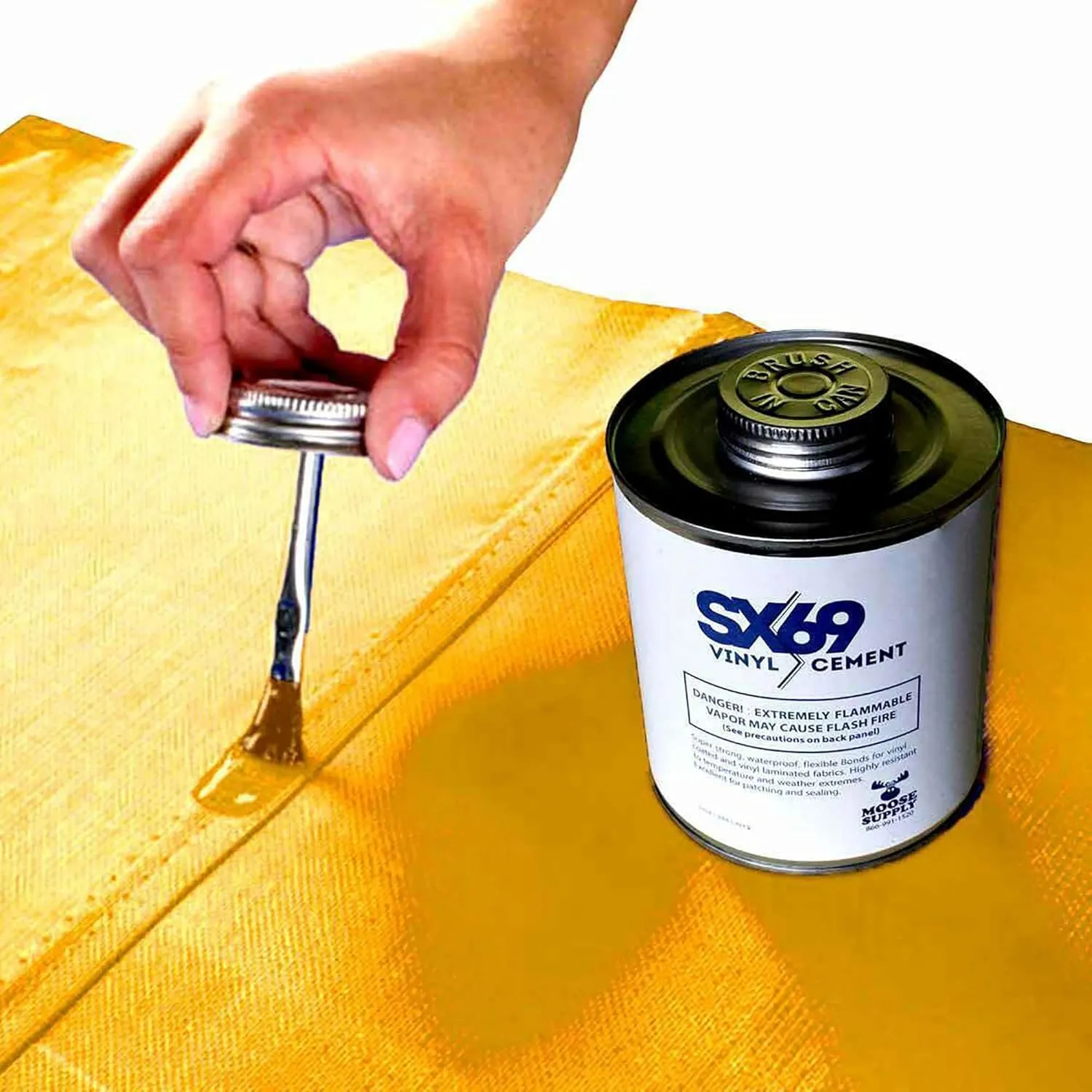 SX 69 Vinyl Repair Kit | Inflatable Bounce House Repair Kit | Includes 4 Ounce Adhesive and Vinyl Roll | for Flexible, Waterproof Repairs of Tears, Punctures, and Holes