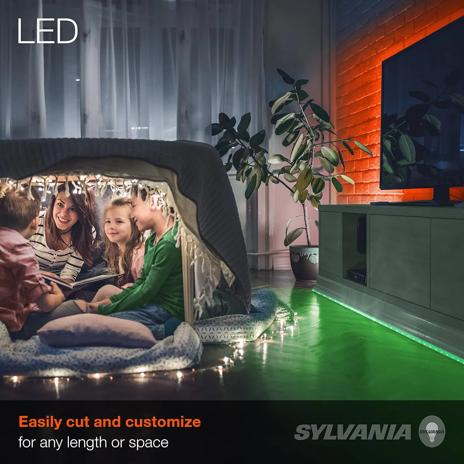 SYLVANIA LED Remote Control Mosaic Flexible Light Strip Starter Kit, 16 Color Options, Dimmable, 10 Feet - 1 Pack (65482)