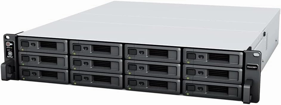 Synology RackStation RS2423RP  NAS Server with Ryzen 3.35GHz CPU, 32GB Memory, 24TB SSD Storage, 10GbE LAN Ports, Redundant Power, DSM Operating System Bundle with Rail kit