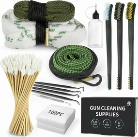Tacsnake Bore Cleaner Gun Cleaning Kit for 12Ga / 5.56 / 9mm Gun Cleaning Snake, Gun Cleaning Supplies Incl. Gun Cleaning Patches, 6-inch Gun Cleaning Swabs, Gun Brushes, Cleaning Picks
