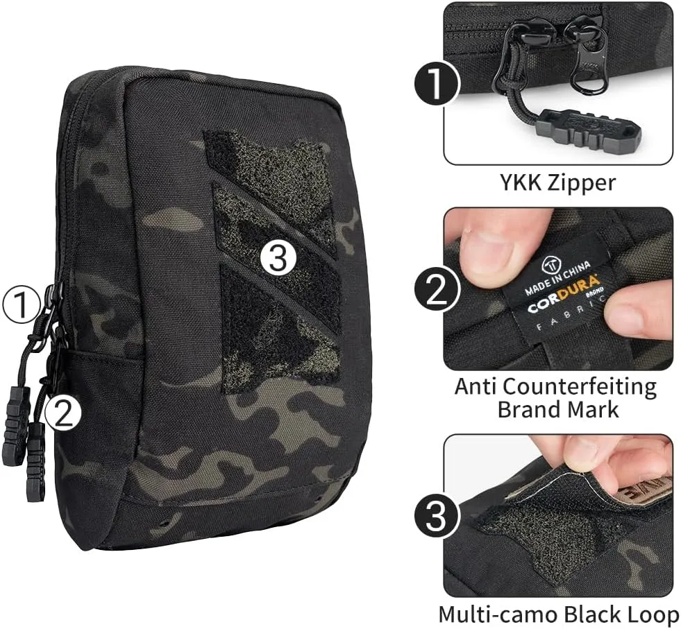 Tactical Utility Pouch Multi-Purpose MOLLE Pouch Tactical Small EDC Waist Pouch Multi-Tool Organizer for Tactical Backpack 500D Nylon