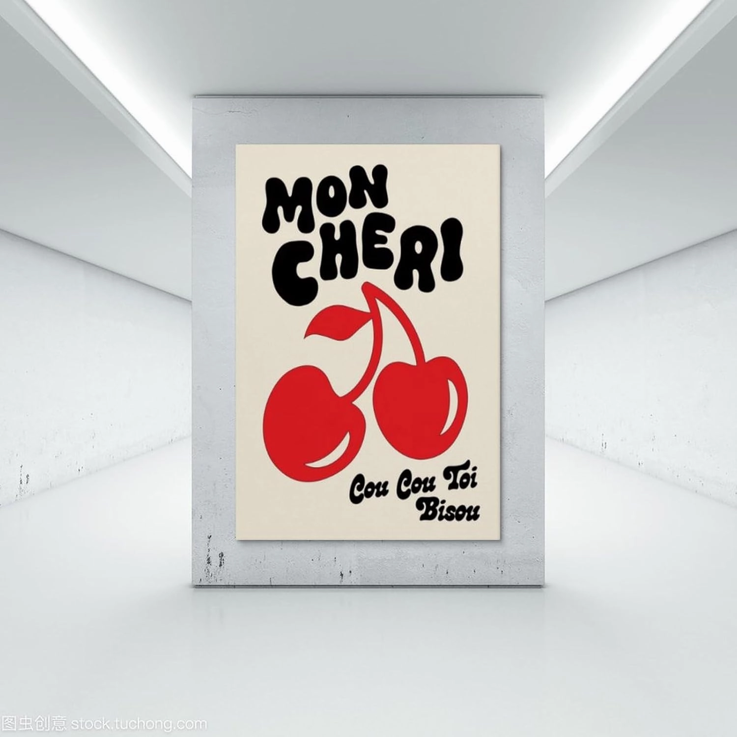 TAMKERR Mon Cheri Cherry Poster Print Cou Cou Toi French Colorful Wall Art Canvas Posters Painting Wall Art Home Decor Unframe08x12inch(20x30cm)