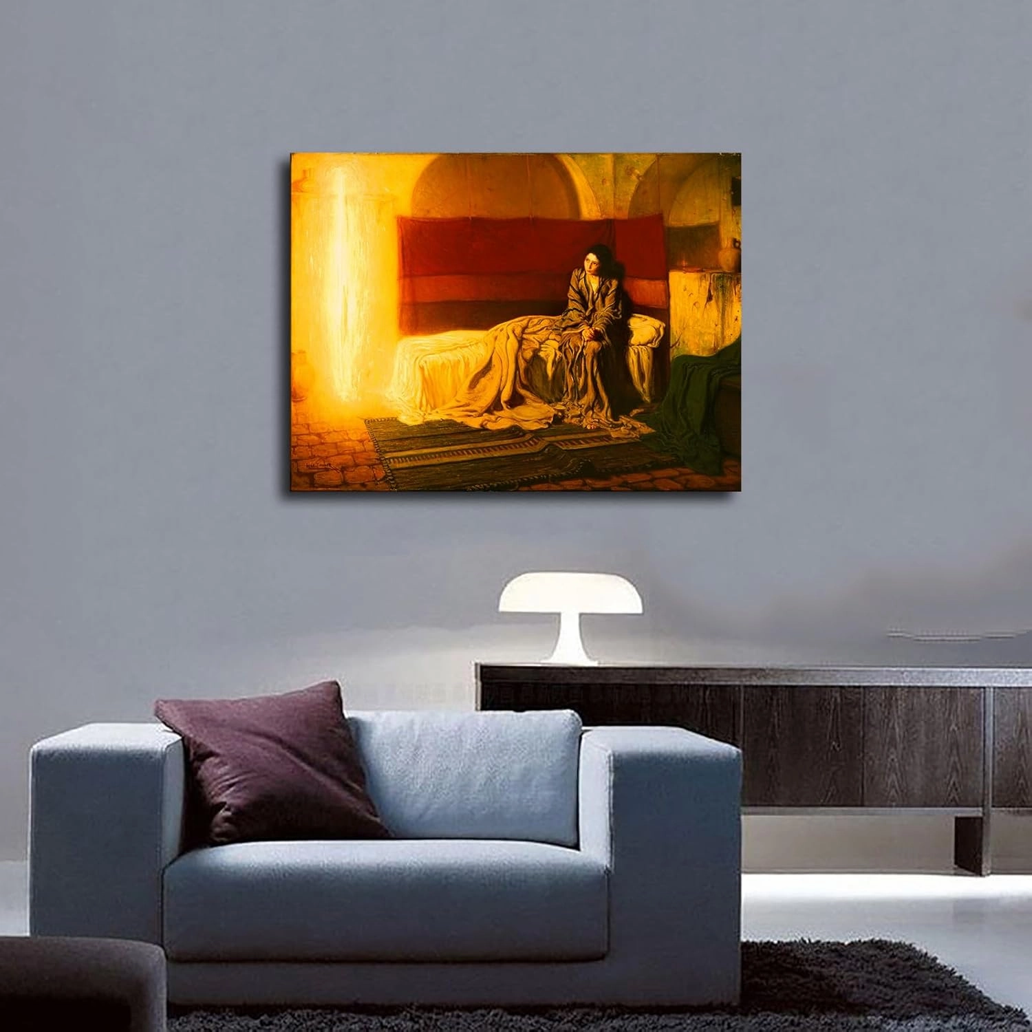 Tanner's Annunciation Poster Canvas Print Painting Picture Wall Art Home Hallway Bedroom Living Room Decor (frame,12x16 inch)