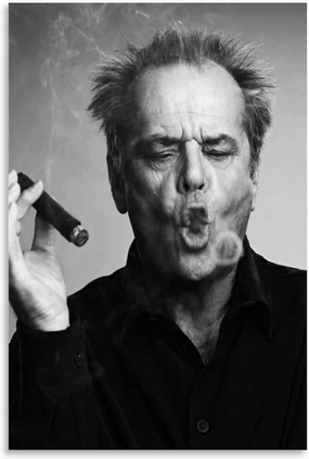 TARRUHK Vintage Poster Jack Nicholson Vintage Smoking Cigar American Actor Canvas Posters Painting Wall Art Home Decor Unframe24x36inch(60x90cm)