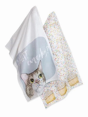 Tea Towel Cup Cake Cat 2pc Urb21075