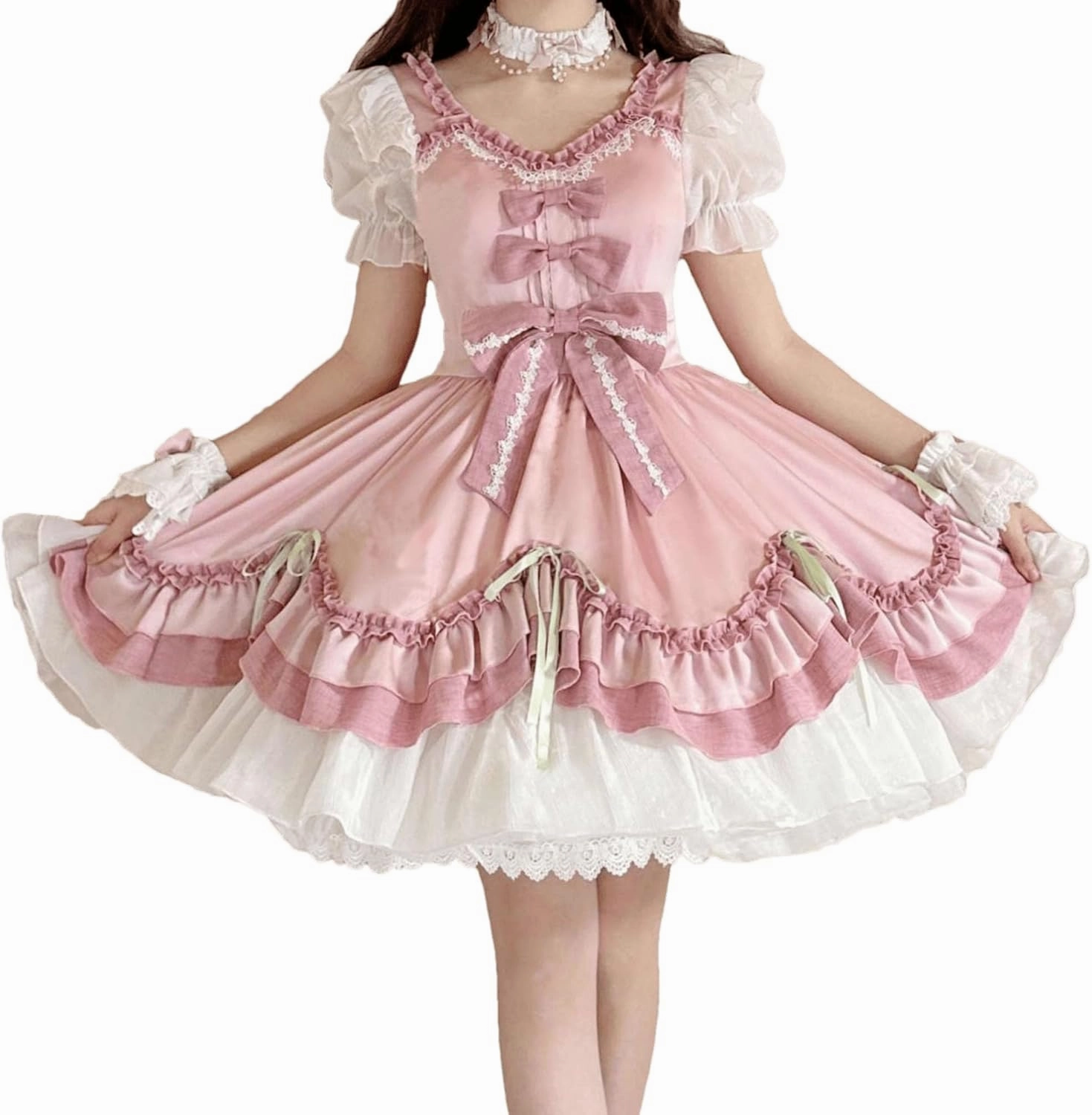 Teens Summer Lolita Dress Cocktail Party Graduation Kawaii Short Puff Sleeve Ruffle Homecoming Juniors Dresses