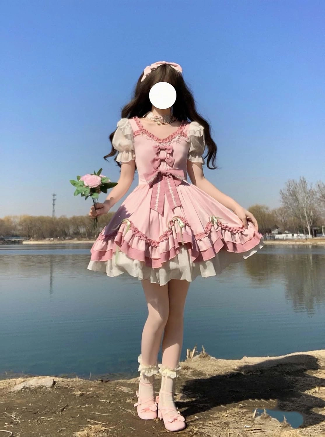 Teens Summer Lolita Dress Cocktail Party Graduation Kawaii Short Puff Sleeve Ruffle Homecoming Juniors Dresses