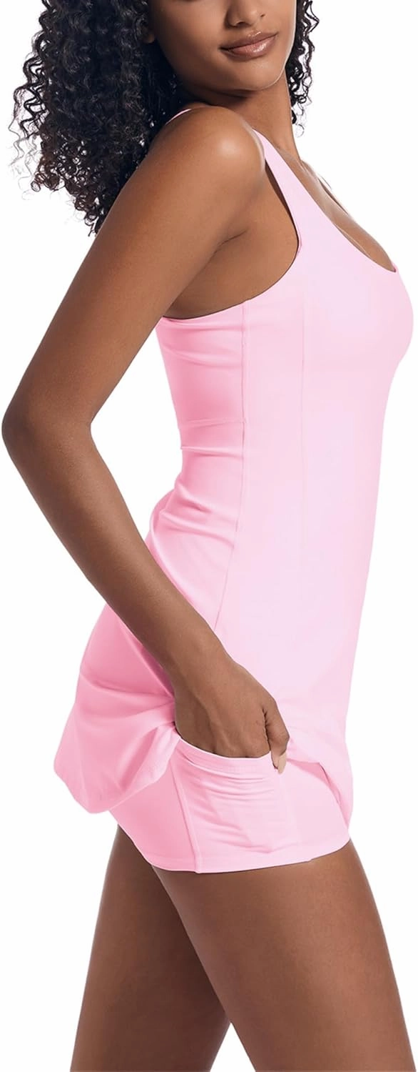 Tennis Dress for Women Workout Dress with Built-in Bra & Shorts Pockets for Athletic Exercise Golf