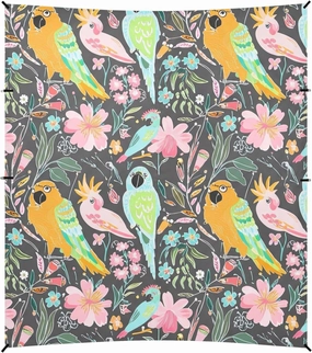 Tent Beach Canopy Parrot Flower Pastel Colorful Grey Sun Shade Outdoor Patio 9.2 × 10.5 FT Funny Portable Camping Shelter Shelters with Poles Sand Anchor