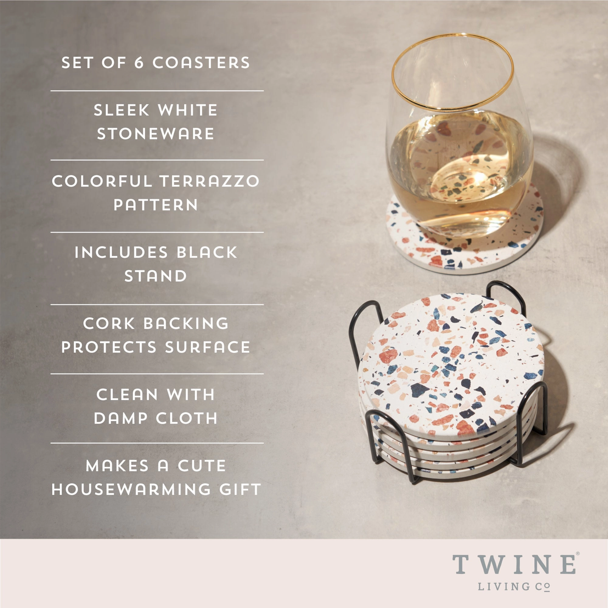 Terrazzo stoneware coasters by twine