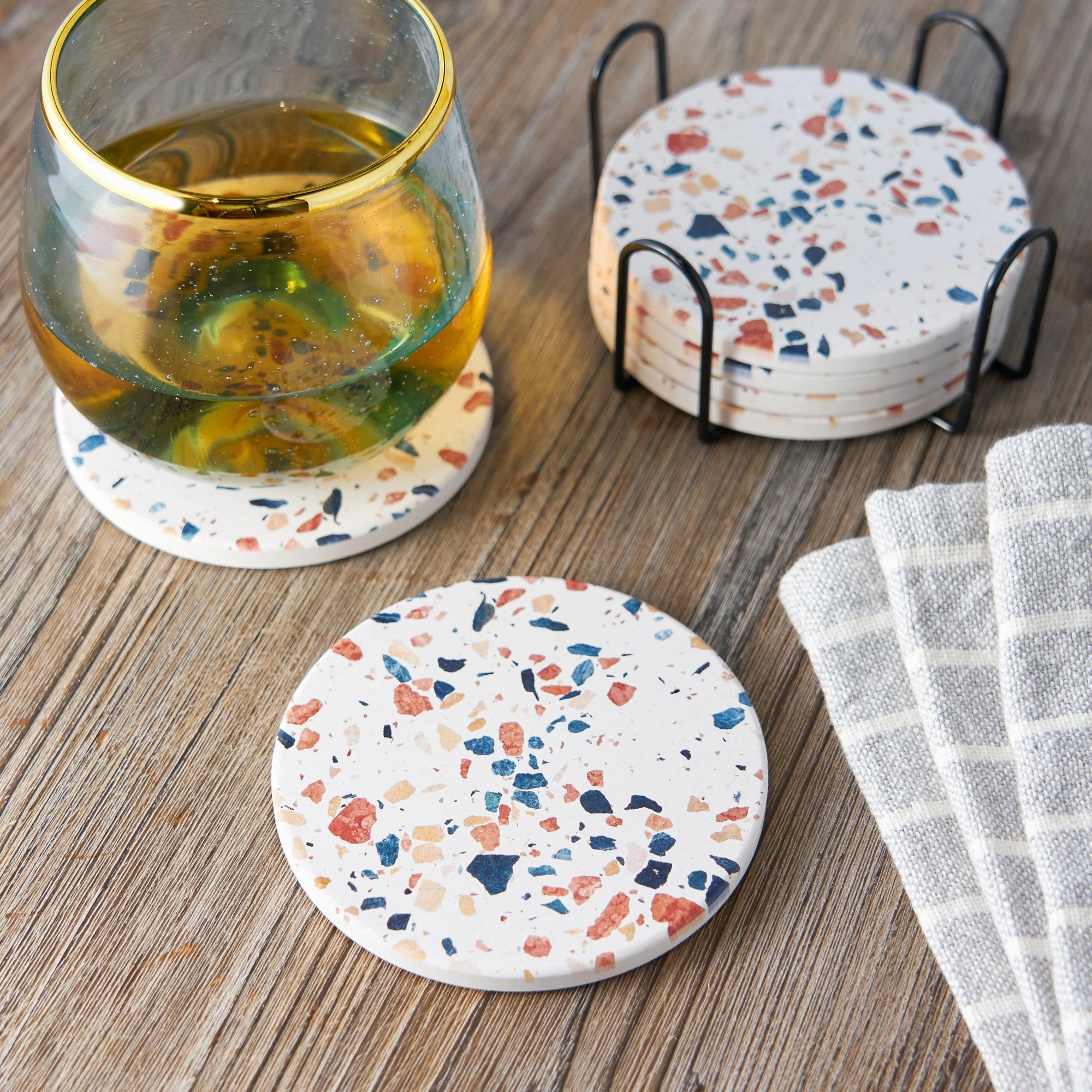 Terrazzo stoneware coasters by twine