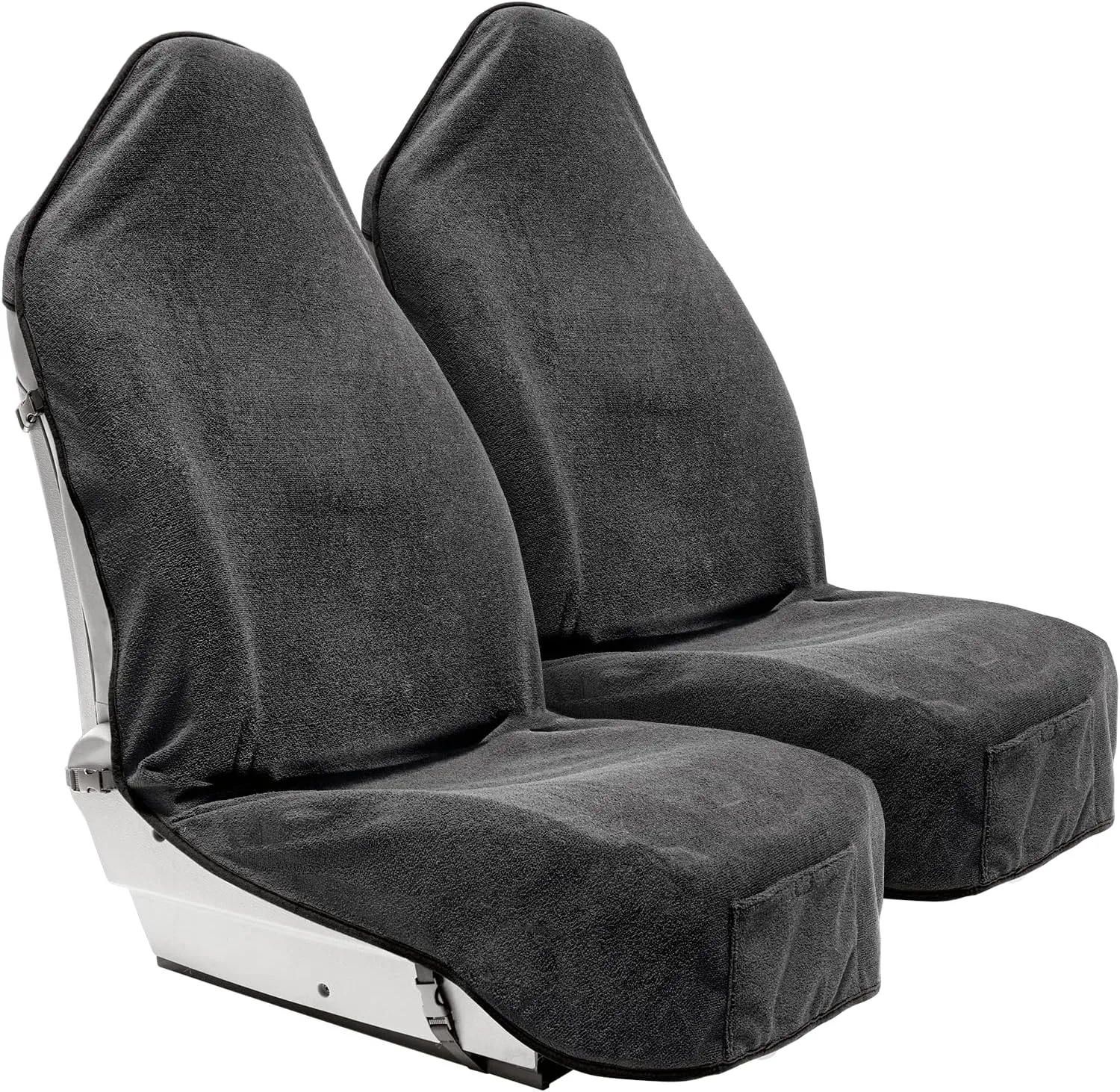 Terry Cloth Sweat Towel Seat Cover; Carseat Towel Protector; Great for Gym Workout; Waterproof; Universal Fit for Car SUV Van Truck; EZ fit; Non Slip Grip; Machine Washable; 2pc Grey