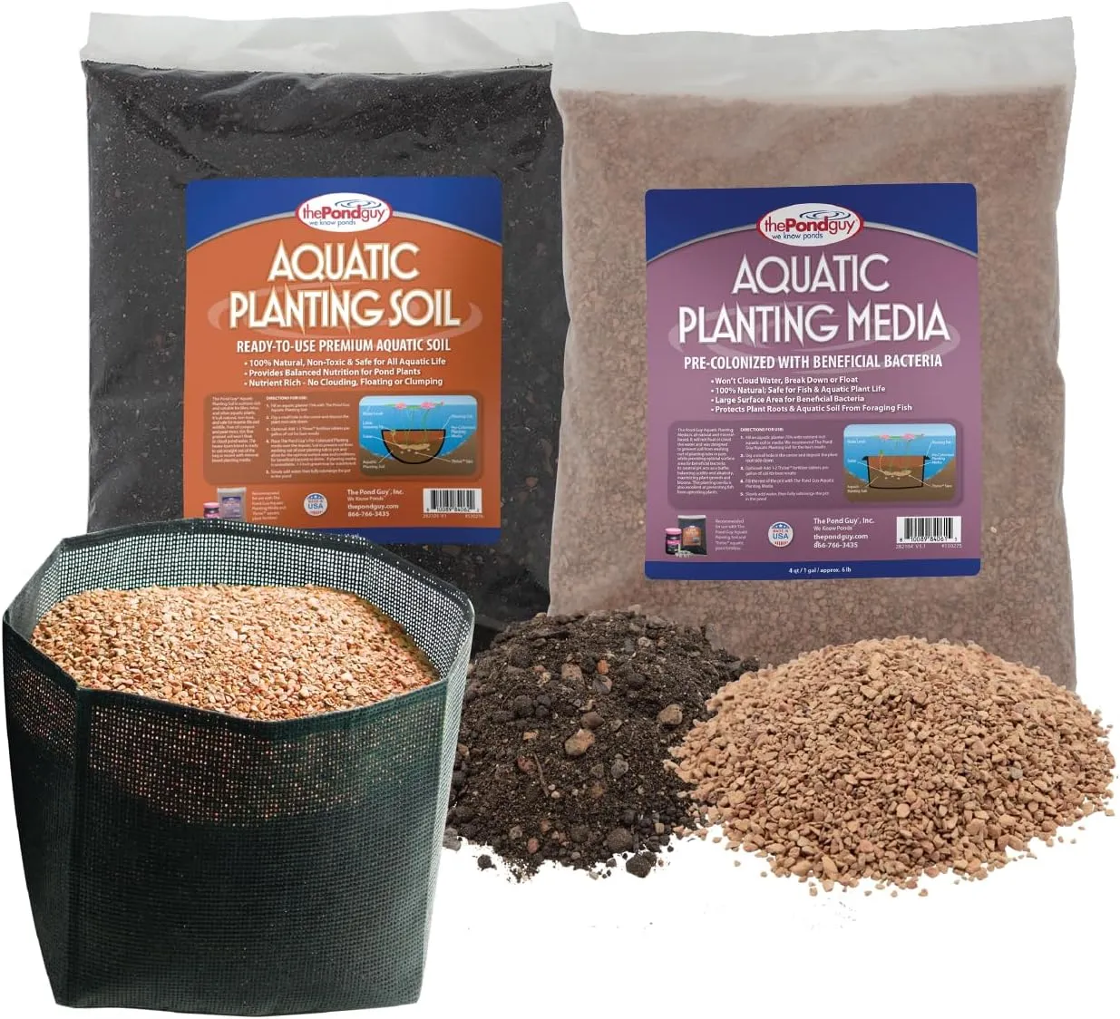 The Pond Guy Planting Bag & Soil Kit for Outdoor Water Gardens, Aquatic Flower Supplies, Pot & Grow Lily, Lotus & Bog Plants, Large Plant Bag & Soil