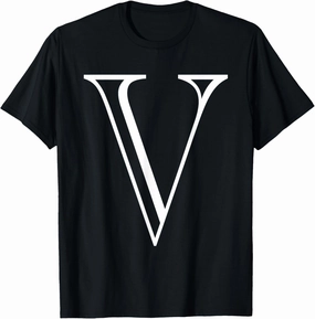 The Letter V Classic Style Capital Alphabet Monogram Initial T-Shirt