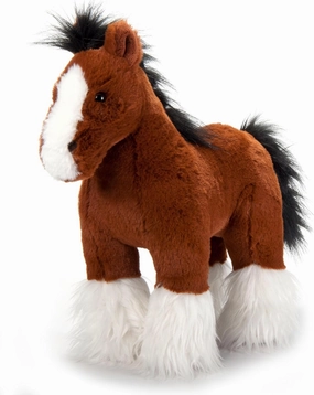 The Petting Zoo Standing Clydesdale Horse Stuffed Animal Plushie, Gifts for Kids, Wild Onez Barnyard Animals, Brown Horse Plush Toy, 12 inches