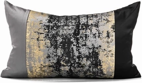 THE-TINOART Rectangle Throw Pillow 12X20 Gray and Glitter Gold Throw Pillow Covers Cute Throw Pillows Patchwork Design Accent Pillows Cover for Grey Couch Sofa Bed 1Piece