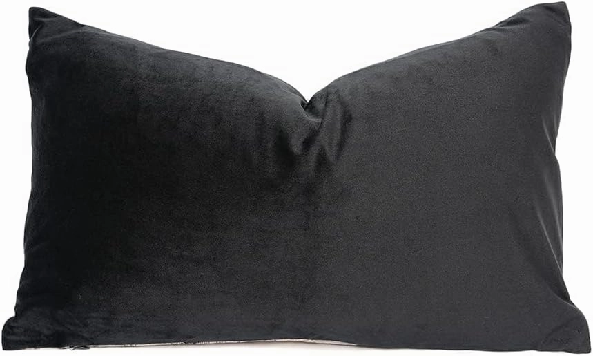 THE-TINOART Rectangle Throw Pillow 12X20 Gray and Glitter Gold Throw Pillow Covers Cute Throw Pillows Patchwork Design Accent Pillows Cover for Grey Couch Sofa Bed 1Piece