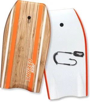 THURSO SURF Quill 42'' Bodyboard Lightweight Durable EPS Core IXPE Deck HDPE Slick Bottom FRP Stringer Crescent Tail Dual Channel Plastic Mesh with Double Stainless Steel Swivel Coiled Wrist Leash