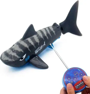 Tipmant Cute RC Shark Mini Radio Remote Control Fish Boat Submarine Electric Realistic Animal Toy for Swimming Pool Water Tank Kids Birthday Gifts (Grey)