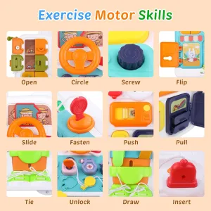 Toddler Montessori Busy Board Toys for 2-3 Year Old Boy, Musical Busy Board, Early Educational Toy for Toddlers 2-3, Motor Skills Developmental Toy for 18-36 Month Age (Pearl White)